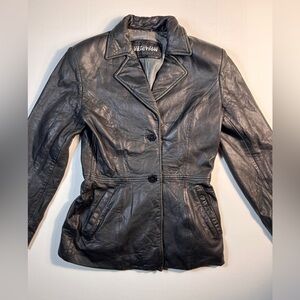 Kenneth Cole Reaction Vintage Black Leather Jacket XS